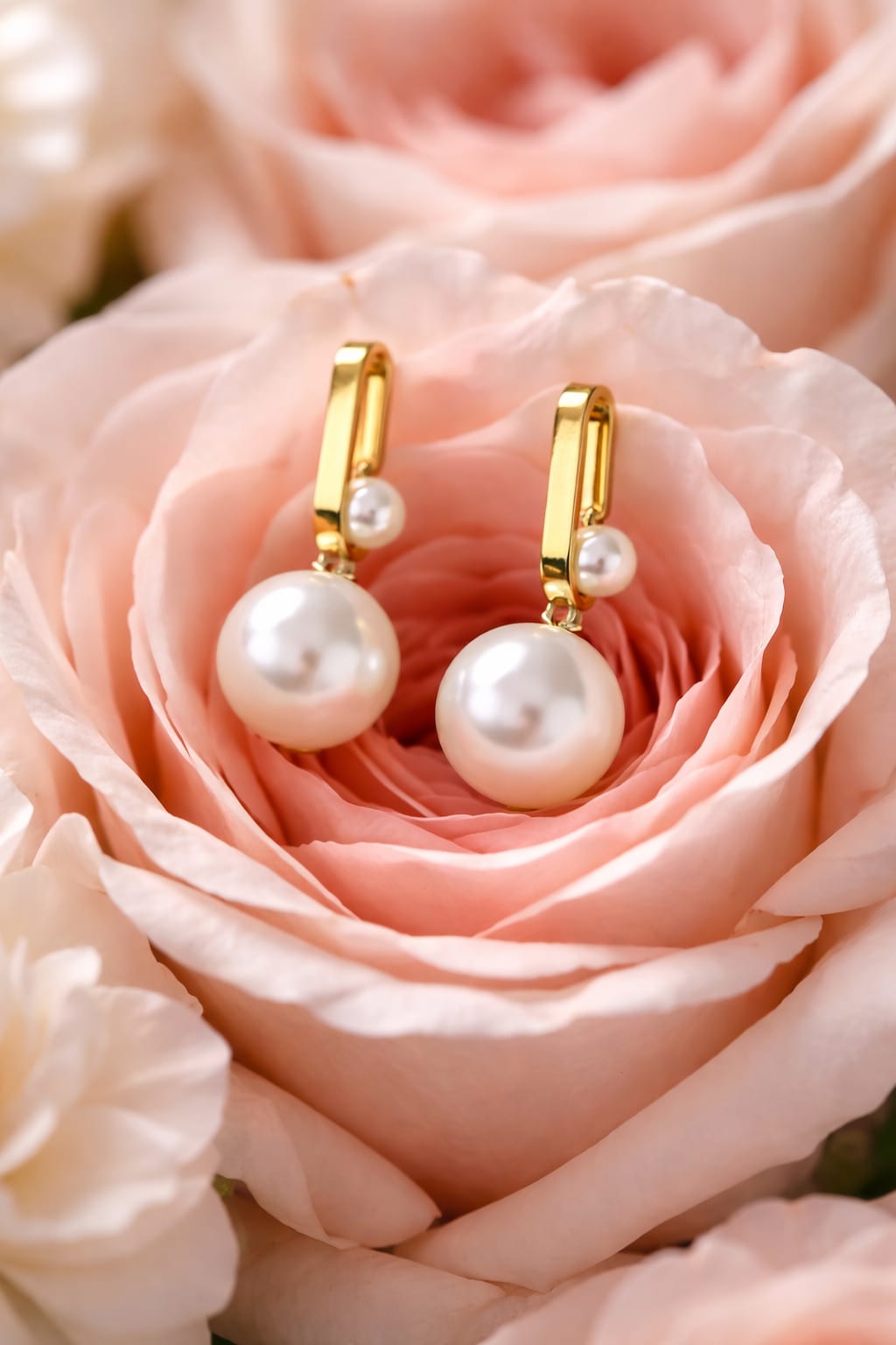 Ivory Grace Pearl Drop Earrings – Gold Finish Timeless Elegance