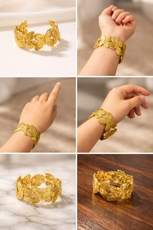 Elegant Gold Butterfly Cuff Bracelet