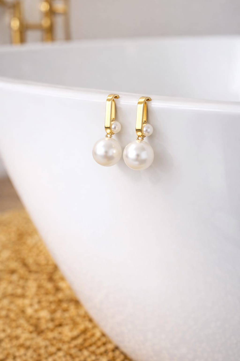 Ivory Grace Pearl Drop Earrings – Gold Finish Timeless Elegance
