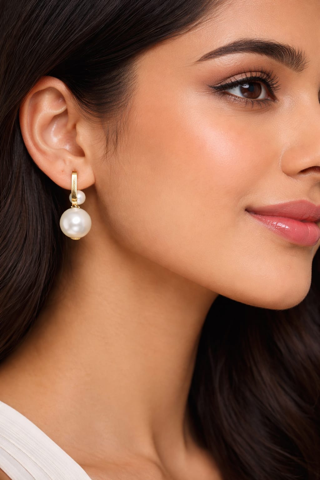 Ivory Grace Pearl Drop Earrings – Gold Finish Timeless Elegance