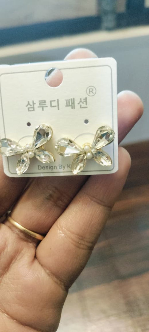 Crystal Butterfly Stud Earrings – Gold Plated Elegant Studs