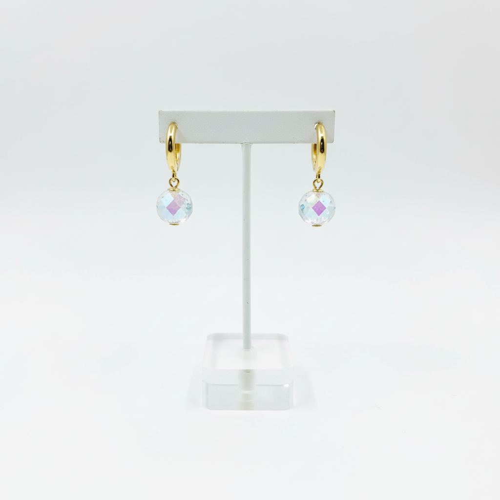crystal drop mini hoop earrings .