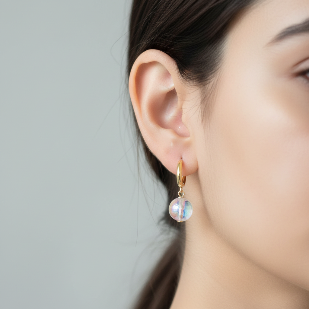 crystal drop mini hoop earrings .