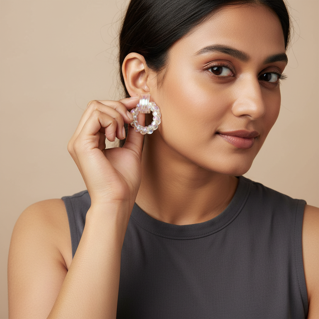 Transparent heart earrings